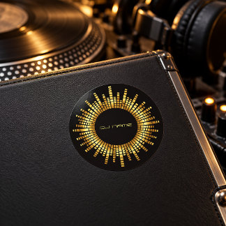 Gold-Equalizer-DJ-Name Runder Aufkleber
