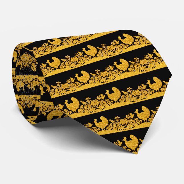 Gold Erntedank Turkey Floral Neck Tie Krawatte (Gerollt)