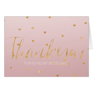 Gold erröten rosa Ombre Herz-Brautjungfer
