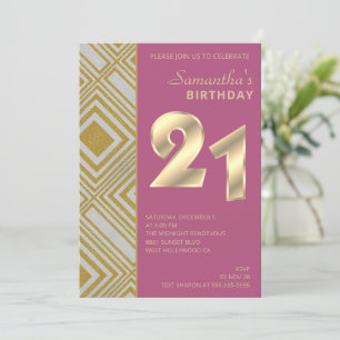 Gold et Argent Art Déco Invitation d'anniversaire