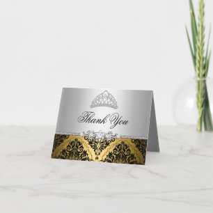 Gold et Black Princess Tiara Carte de remerciement