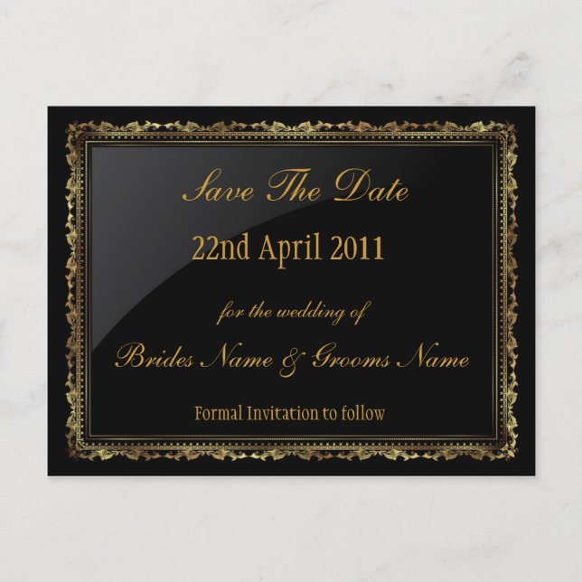 Gold et noir Enregistrer la carte postale Date (Devant)
