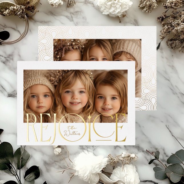 Gold Etched RejoyChristmas Card Folieneinladung (Gold Rejoice Christmas Card)