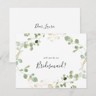 Gold Eucalyptus Bridesmaid Vorschlag Note Card Mitteilungskarte