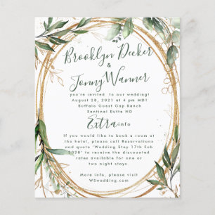 Gold Eucalyptus Elegante Hochzeitseinladung