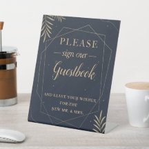 Gold Eucalyptus Geometric Wedding Guestbook