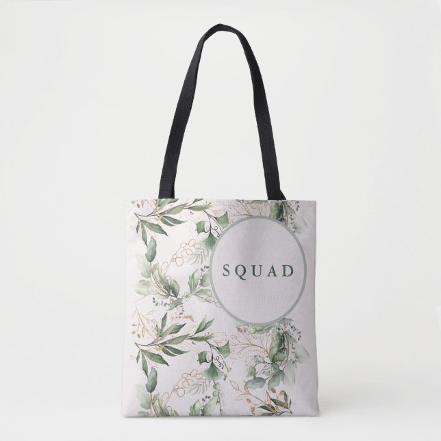 Gold Eucalyptus Gift Boho Brautparty Tasche (Vorderseite)