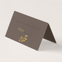 Gold Eucalyptus Numéro de table et nom Cartes de p