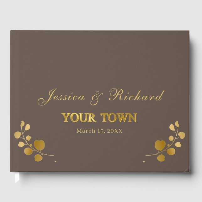 Gold Eucalyptus Wedding Guest Book Gästebuch (Vorderseite)
