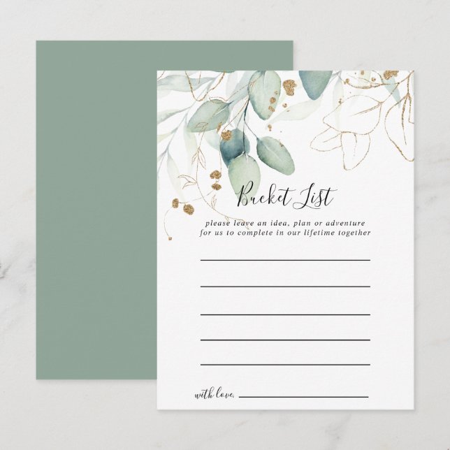 Gold Eukalyptus Calligraphy Bucket List Cards Postkarte (Vorne/Hinten)