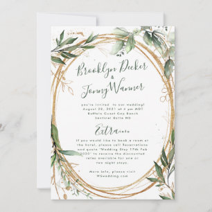 Gold Eukalyptus Elegant Details Website Hochzeit Einladung