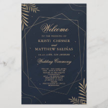 Gold Eukalyptus Geometric Wedding Program Card