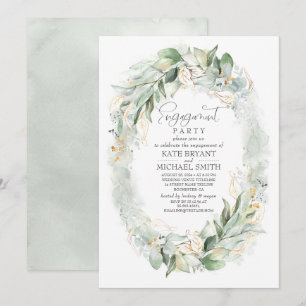 Gold Eukalyptus Greenerity Wreath Engagement Party Einladung