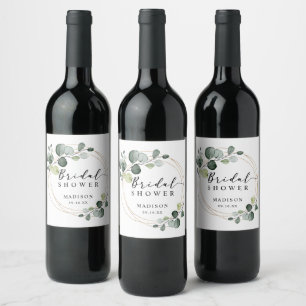 Gold-Eukalyptus-Grün für Brautparty-Geschenke Weinetikett