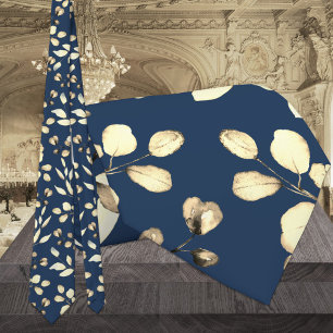Gold-Eukalyptus-Grün-Hochzeits-Navy-Schlips Krawatte