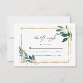 Gold Eukalyptus Leaf Wedding RSVP Card Karte