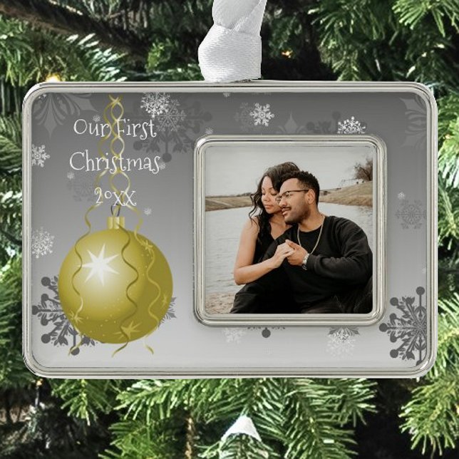 Gold Extravagante Weihnachten Gerahmte Ornamente Rahmen-Ornament Silber (Gold Fancy Ornament Christmas Framed Ornament)