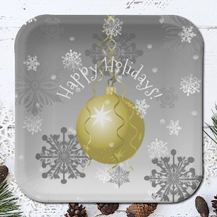 Gold Extravagante Weihnachtsschmuckplatte Pappteller