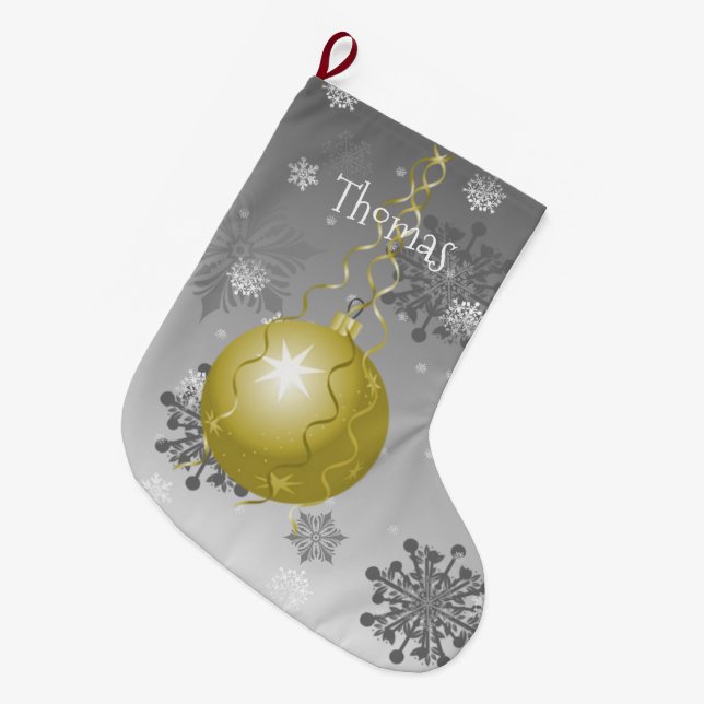 Gold Extravaganter Weihnachtsschmuck Strumpf Großer Weihnachtsstrumpf (Vorderansicht (hängend))