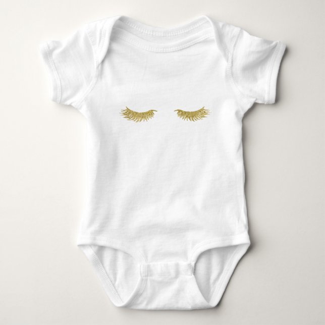 Gold Eyelashes Fashion Baby Tutu Bodysuit Strampler (Vorderseite)