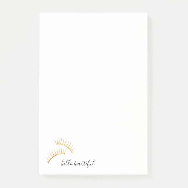 Gold Eyelashes Hello Beautiful Post-it Klebezettel (Vorderseite)