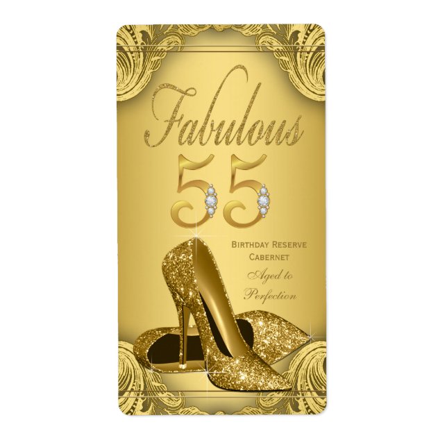 Gold Fabulous 55 Weinflaschen Etiketten (Vorne)