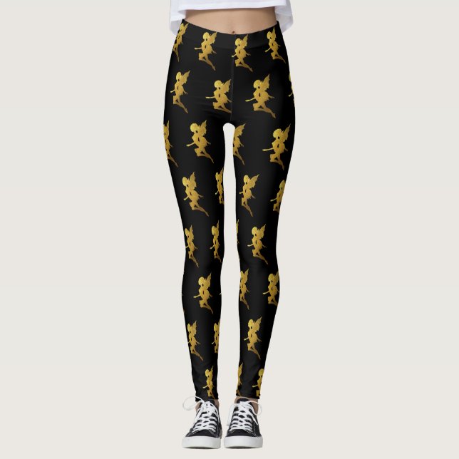 Gold Fairy Silhouetten Leggings (Vorderseite)