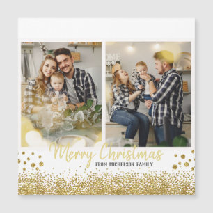 Gold Family Foto Weihnachtskarte Magnetkarte