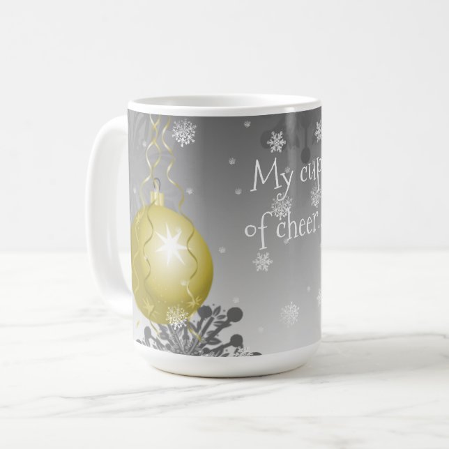 Gold Fancy Noël Ornement café Mug (Devant gauche)