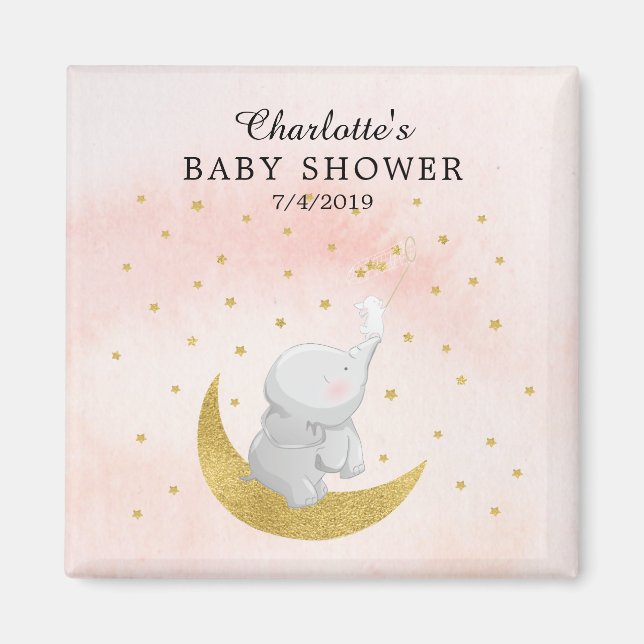 Gold Fang ein Star Bunny Elephant Girls Baby Dusch Magnet (Vorne)