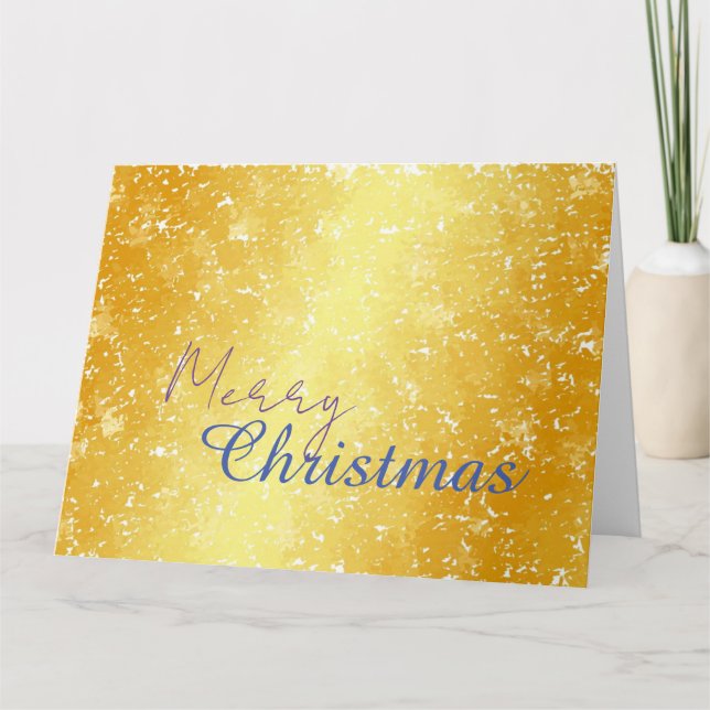 Gold Farbe Frohe Weihnachtsfamilienbotschaft Neues Karte (Vorderseite)