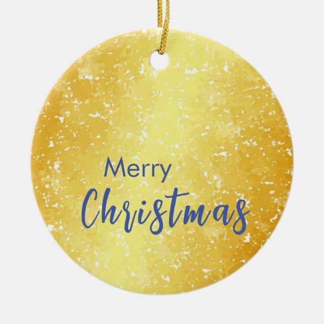 Gold Farbe Frohe Weihnachtsfamilienbotschaft Neues Keramik Ornament (Vorne)