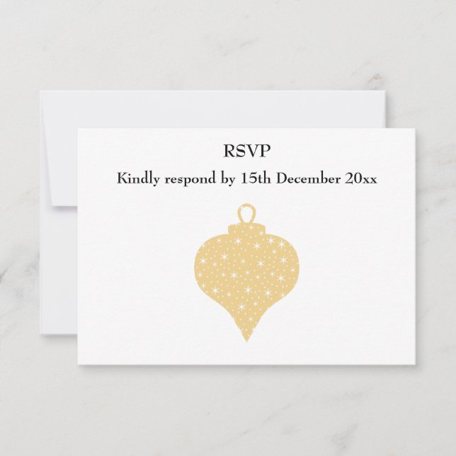 Gold Farbe Weihnachtsbaumdesign. RSVP Karte (Vorderseite)