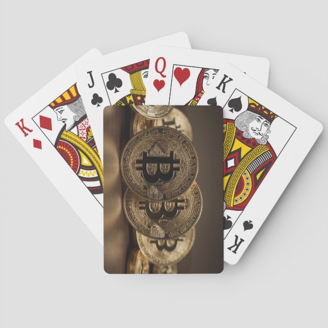 Gold farbige BitCoin Spielkarten (Rückseite)