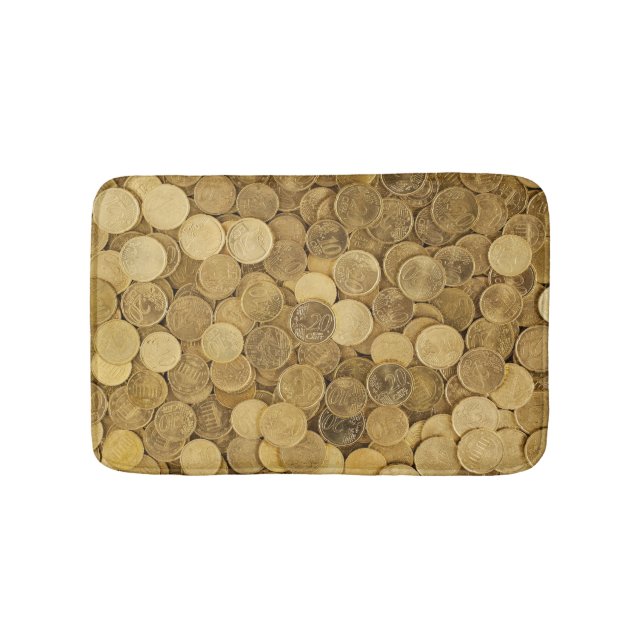 Gold farbige Euromünzen Badematte (Vorderseite)