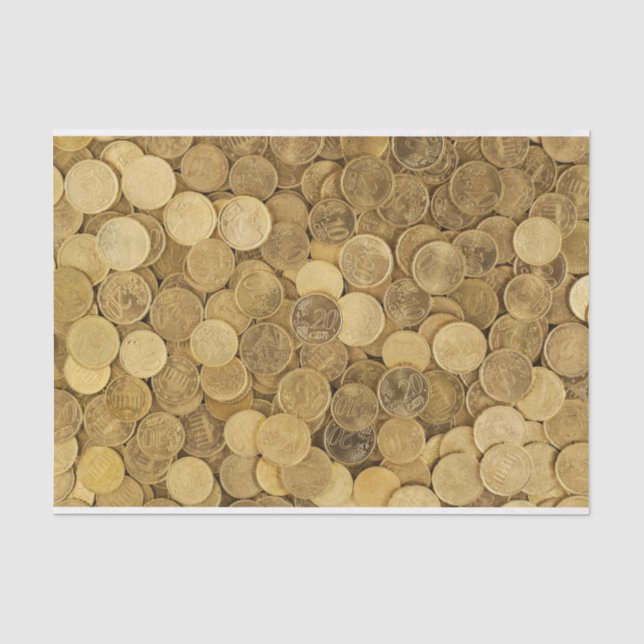 Gold farbige Euromünzen Seidenpapier (Vorderseite)