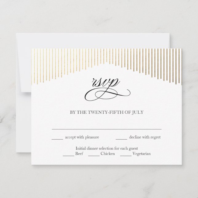 Gold Faux Foil Angles Art Déco carte RSVP (Devant)