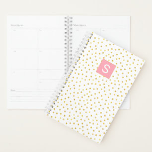 Gold Faux Foil Polka Dot Monogramme Calendrier Pla