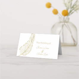 Gold Feather Leaf Name Platzkarte