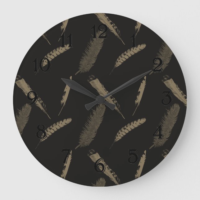 Gold Feathers Große Wanduhr (Vorderseite)