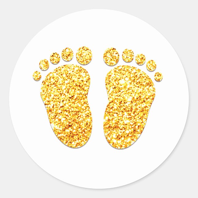 Gold Feet Baby Dusche Gastgeschenk Danke White Runder Aufkleber (Vorderseite)