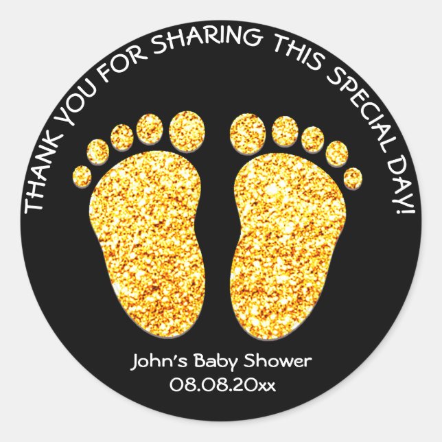 Gold Feet Baby Dusche Gastgeschenk Vielen Dank Runder Aufkleber (Vorderseite)