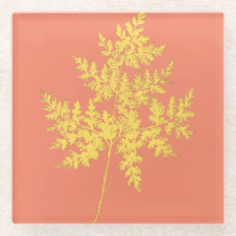Gold Fern auf Korallen botanisch Glasuntersetzer