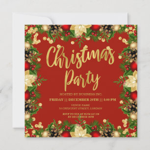 Gold Festivals Glitzer Weihnachten Corporate Red Einladung