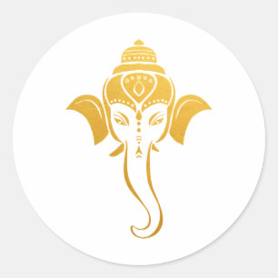 Gold Festive Hindu Wedding Ganesh Indischer Gott Runder Aufkleber