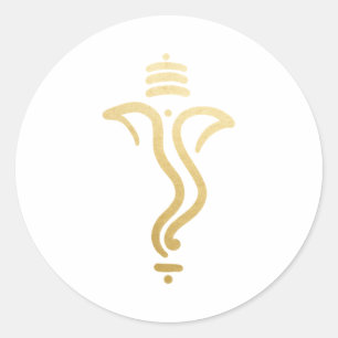 Gold Festives Ganesha/ Indischer Gott Runder Aufkleber