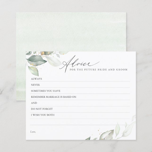 Gold Feuille Green Carte de conseil élégante (Devant / Derrière)