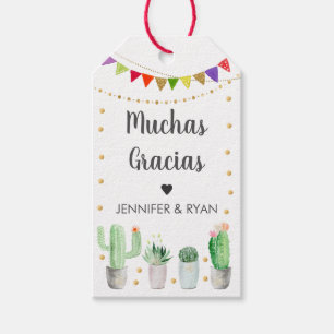 Gold Fiesta Cactus Muchas Gracias Babydusche Geschenkanhänger