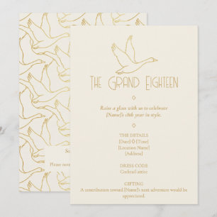 Gold-Filigran Art Deco Gans 18. Geburtstag Einladung
