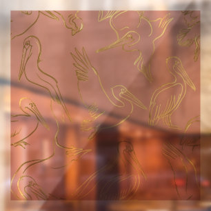 Gold-Filigran Art Deco Pelikan Rosenquarz Fensteraufkleber